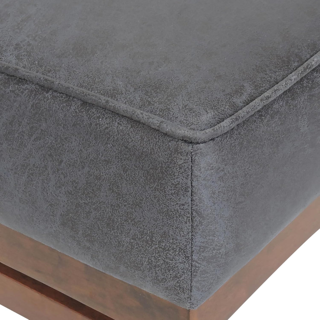 Christopher Knight Home Hillman Microfiber Cocktail Ottoman Bench, Wood Frame Rectangular Upholstered Coffee Table, Living Room/Bedroom/Entryway Sofa Extra Seat, End of Bed Footstool, Dark Gray+Walnut