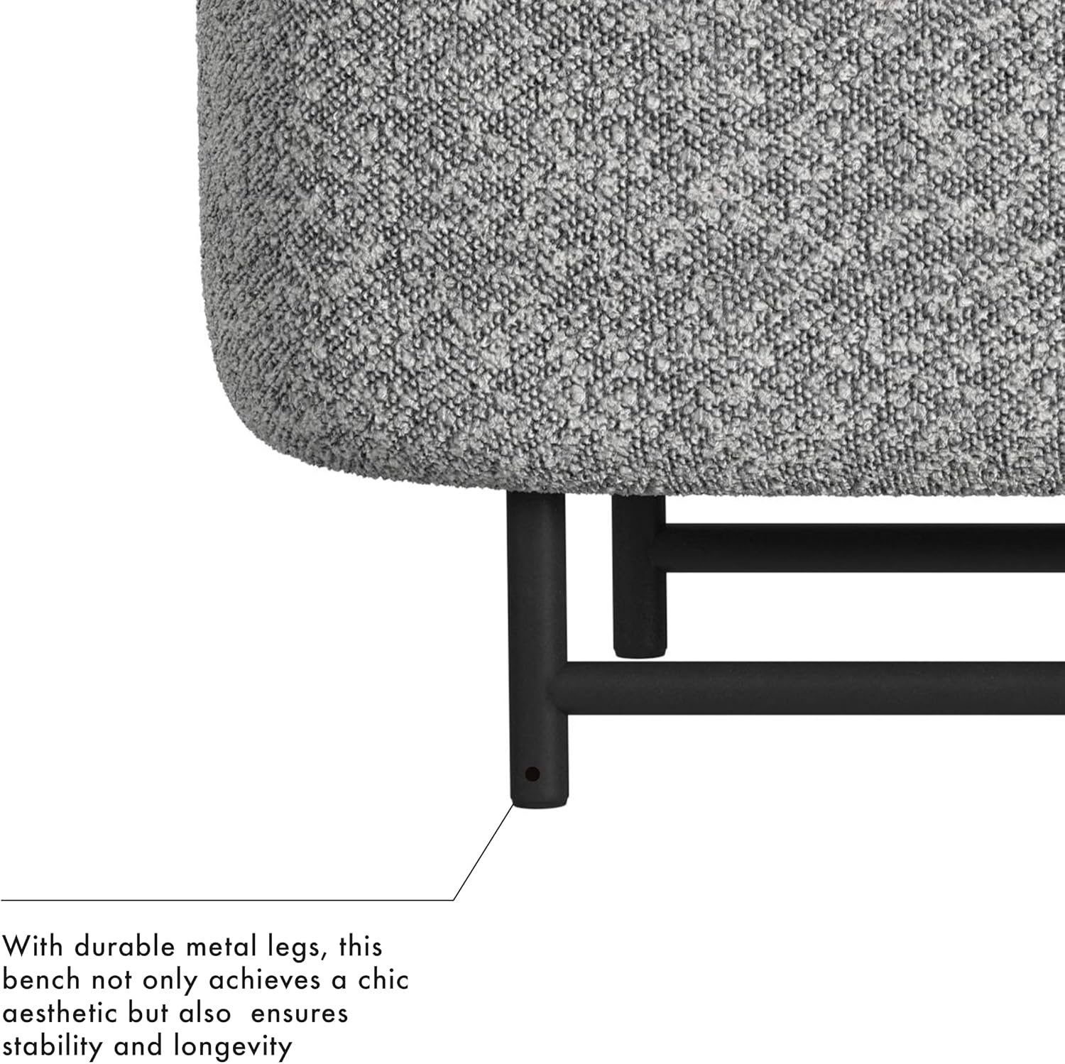 HomePop 46' Ellipse Storage Bench with Metal Legs - Cream Boucle with Gray Yarns