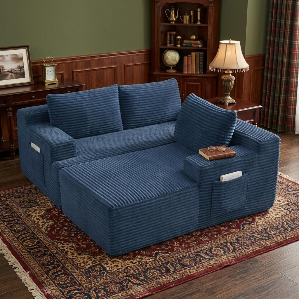 96' Right Facing Sectional Sofa Boneless Couches for Living Room - L Shaped Compressed Cloud Couch with Deep Seat in A Box