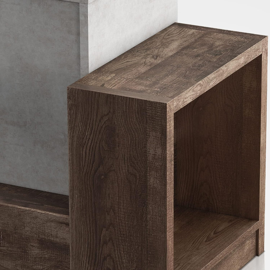 HOMES: Inside + Out Chauncy Contemporary 2 Open Shelves TV Stand with 2 Drawers On Metal Glides, Media Center, for Family Room, Entertainment Room, Entertaining, Movie Night, 71-inch, Gray Concrete