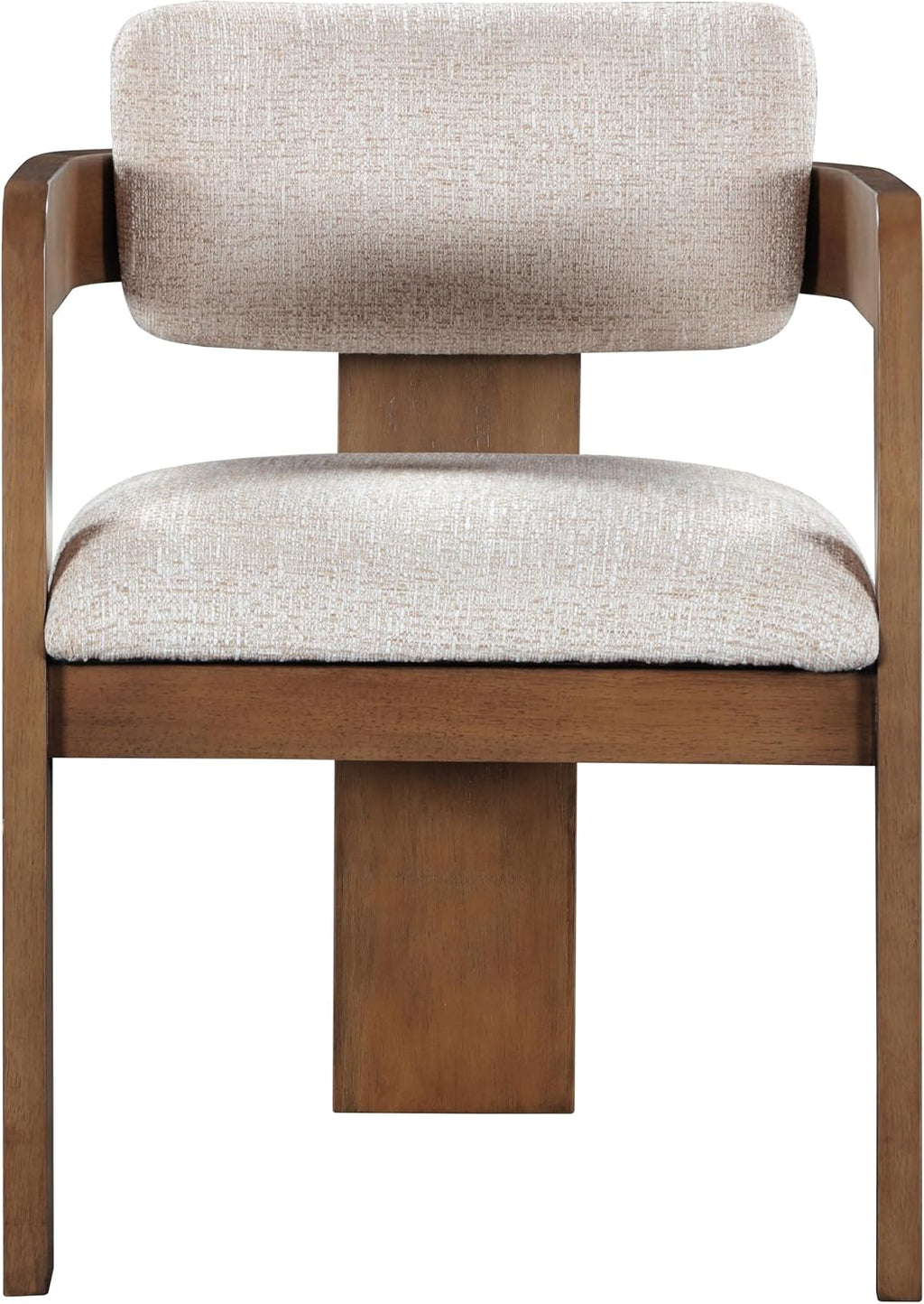 Meridian Furniture Sacha Collection Art Deco Dining Chair, Solid Fluted Wood, 22.5' W x 22' D x 31' H, Set of 2 (Beige, Brown Finish, Velvet)
