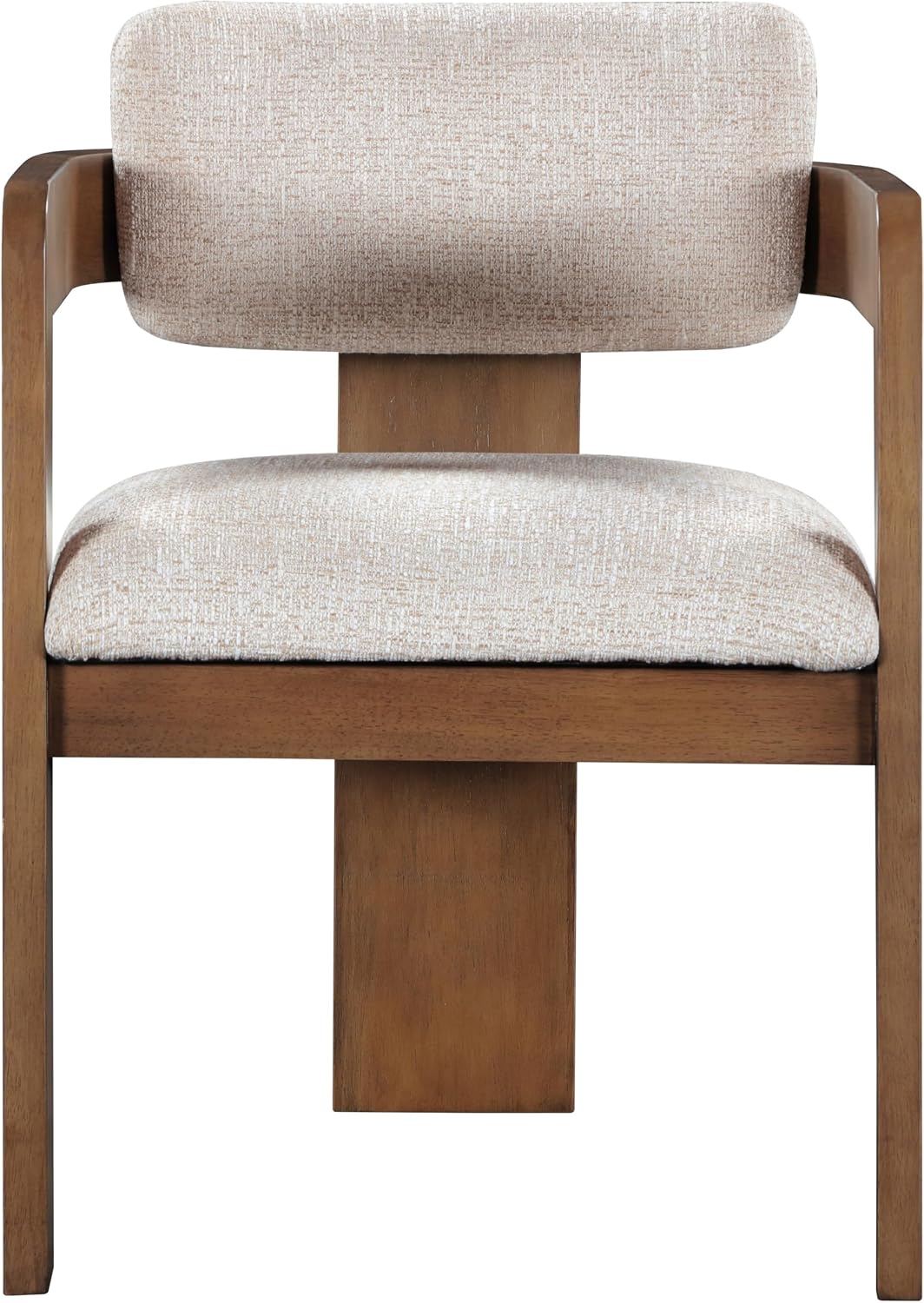 Meridian Furniture Sacha Collection Art Deco Dining Chair, Solid Fluted Wood, 22.5' W x 22' D x 31' H, Set of 2 (Beige, Brown Finish, Velvet)