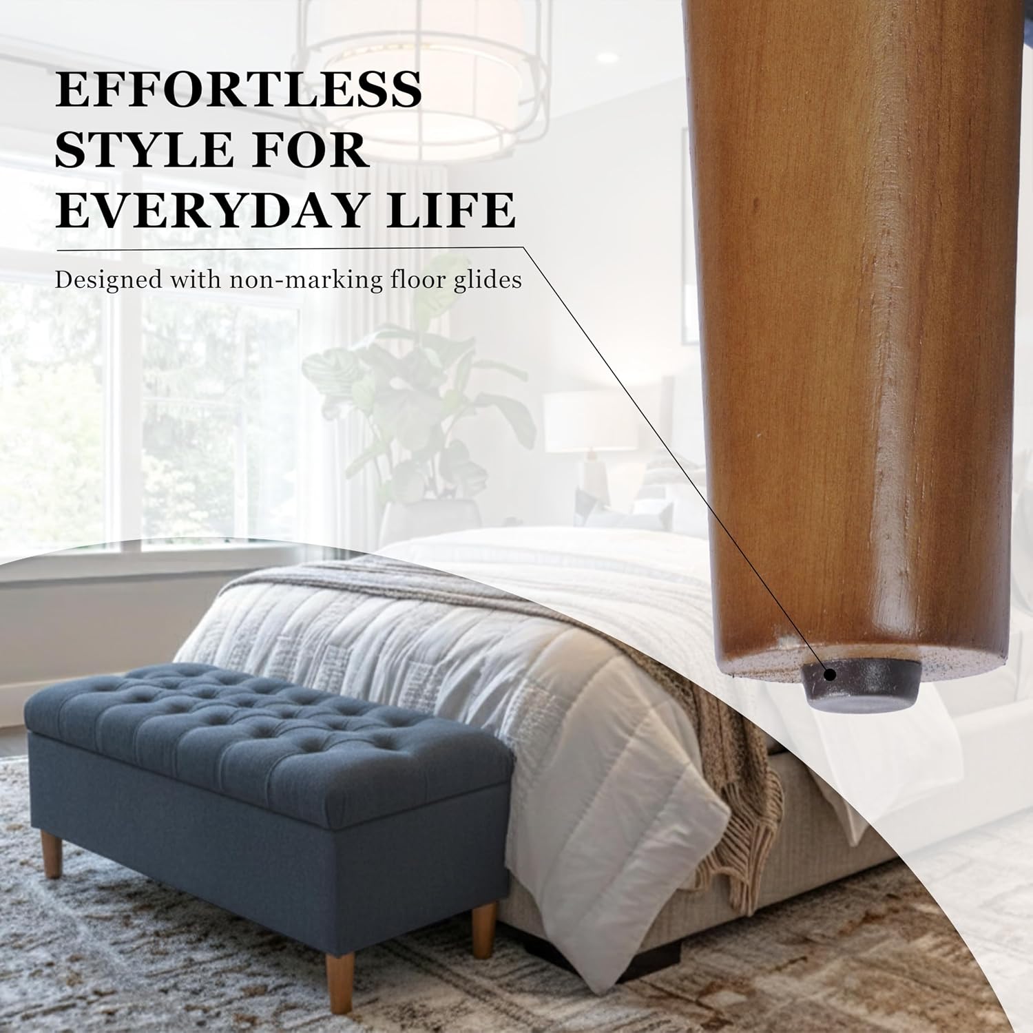 HomePop 40' Ainsley Button Tufted Storage Bench - Blue Woven