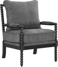 OSP Home Furnishings Eliza Spindle Accent Chair, Charcoal Grey Fabric with Black Wood
