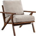 chairus Mid-Century Modern Accent Chair, Comfy Upholstered Lounge Armchair with Removable Cushions & Solid Wood Frame, Reading Chair for Living Room Bedroom Office, Beige Denim Fabric