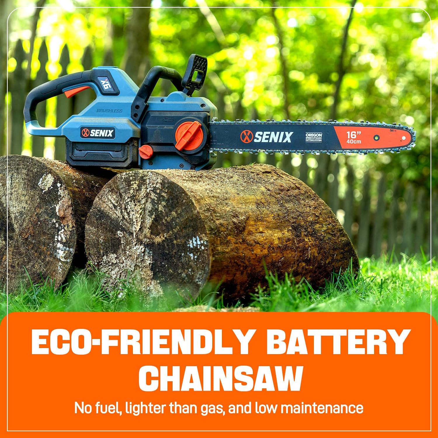 SENIX Chainsaw|60V 16' Battery Chainsaw|Brushless Electric Chainsaws|Cordless Chain Saw with 4Ah Battery & Charger|Garden Tool for Trees, Pruning, Branch Trimming, Best Gifts for Man, CSX6-M