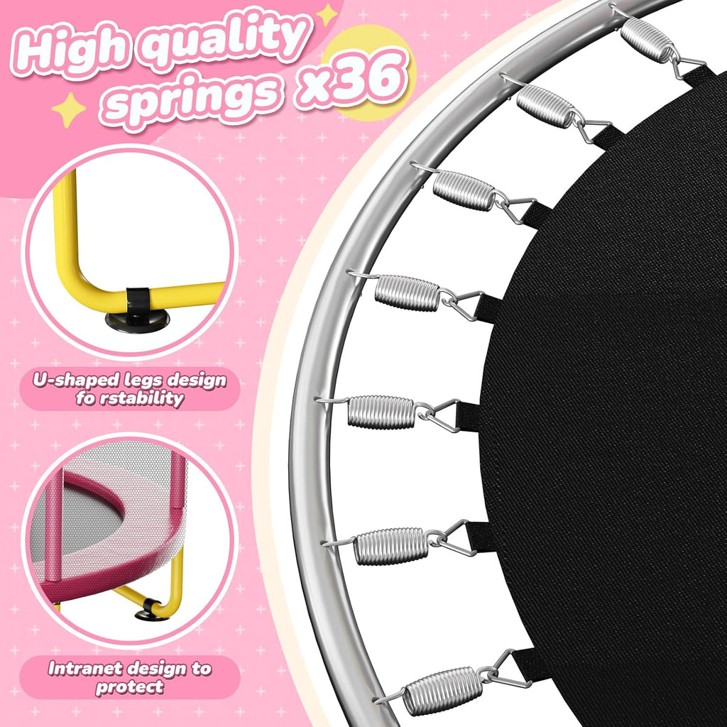 6FT Indoor Trampoline for Kids Ages 1-8, 72' Mini Toddler Indoor & Outdoor Trampoline with Safety Enclosure Net, Basketball Hoop & Dart Board, Birthday Gifts for Boys & Girls, Baby Toddler