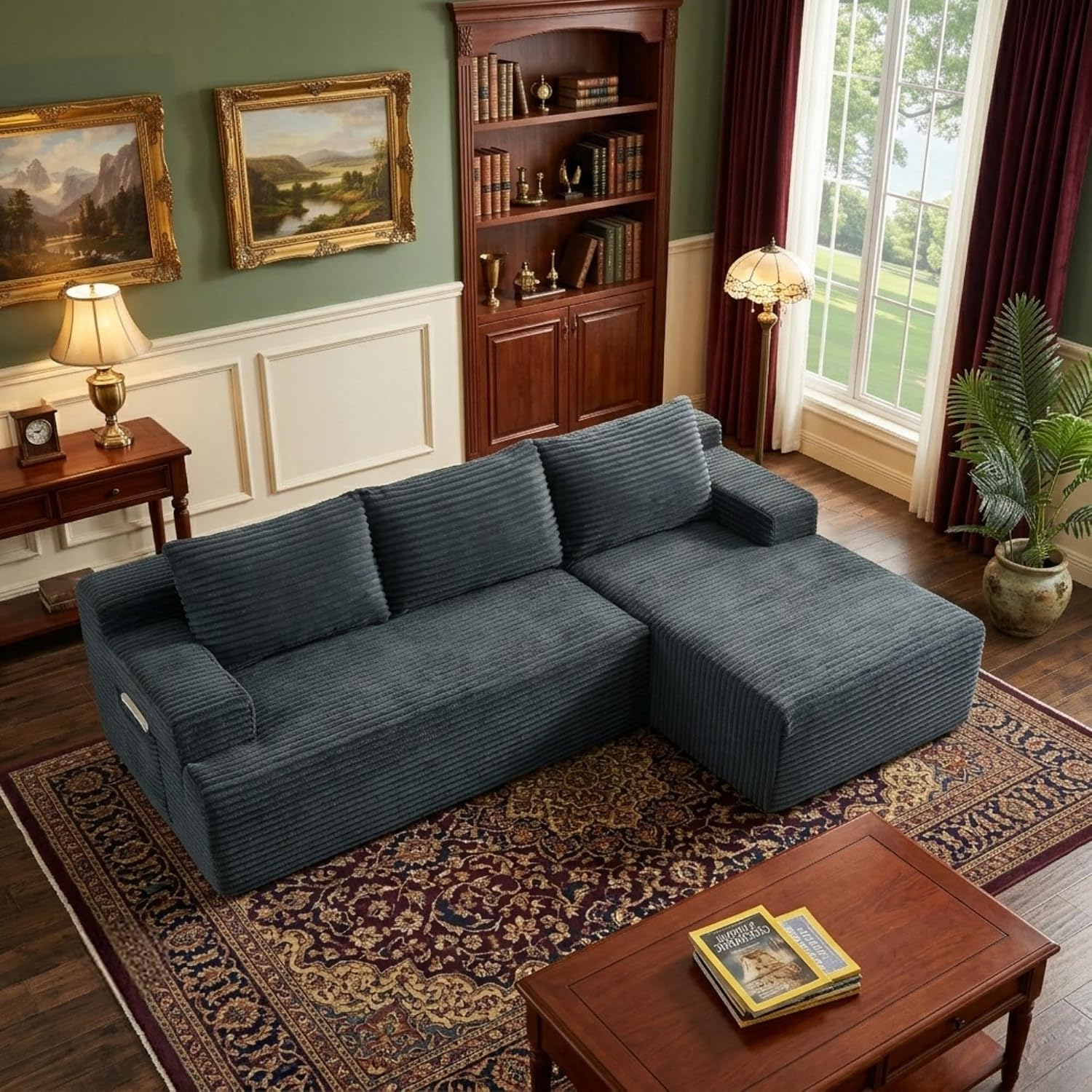 96' Right Facing Sectional Sofa Boneless Couches for Living Room - L Shaped Compressed Cloud Couch with Deep Seat in A Box