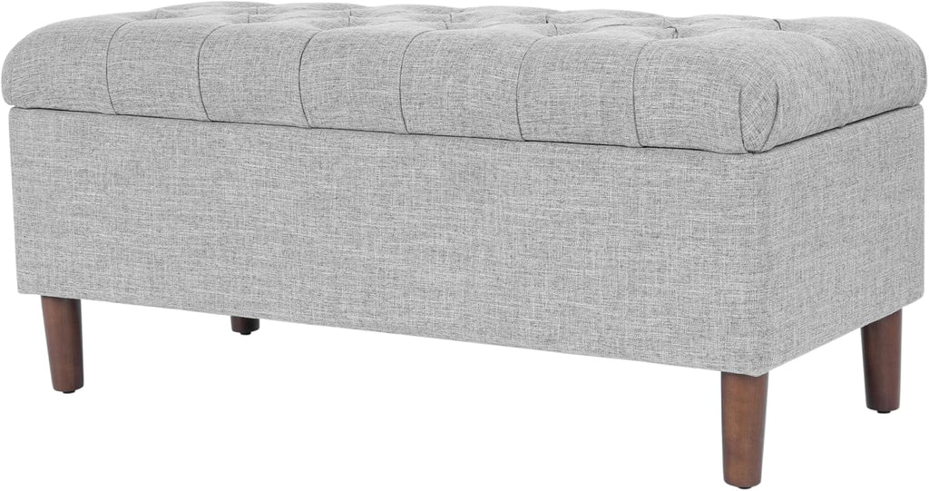 HomePop 40' Ainsley Button Tufted Storage Bench - Gray Woven
