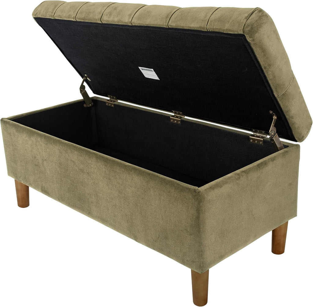 HomePop 40' Ainsley Button Tufted Storage Bench - Light Sage Green Velvet