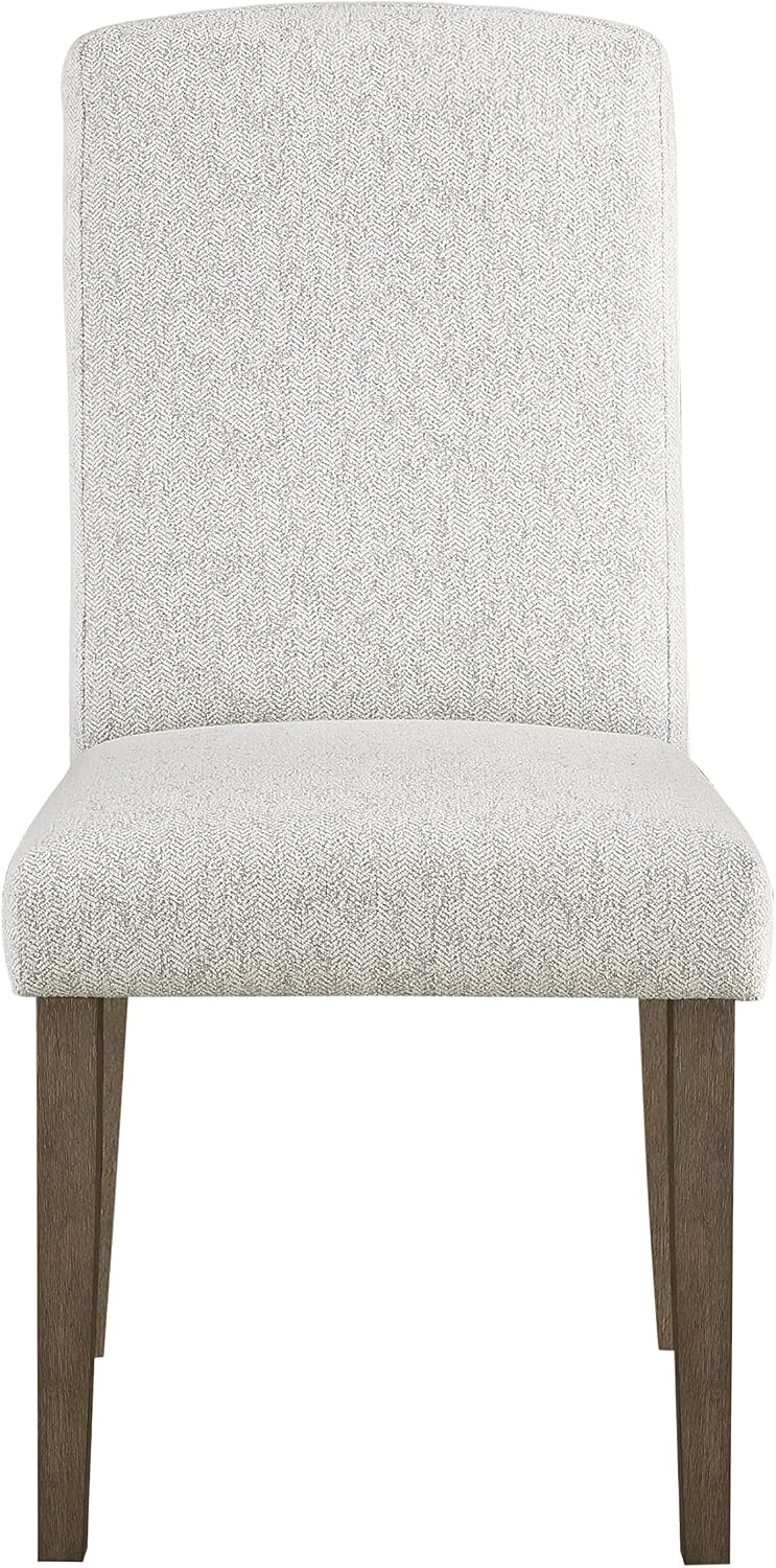 OSP Home Furnishings Everly Traditional High-Back Padded Dining Chair 2-Pack with Grey Washed Legs, Oyster Grey Fabric
