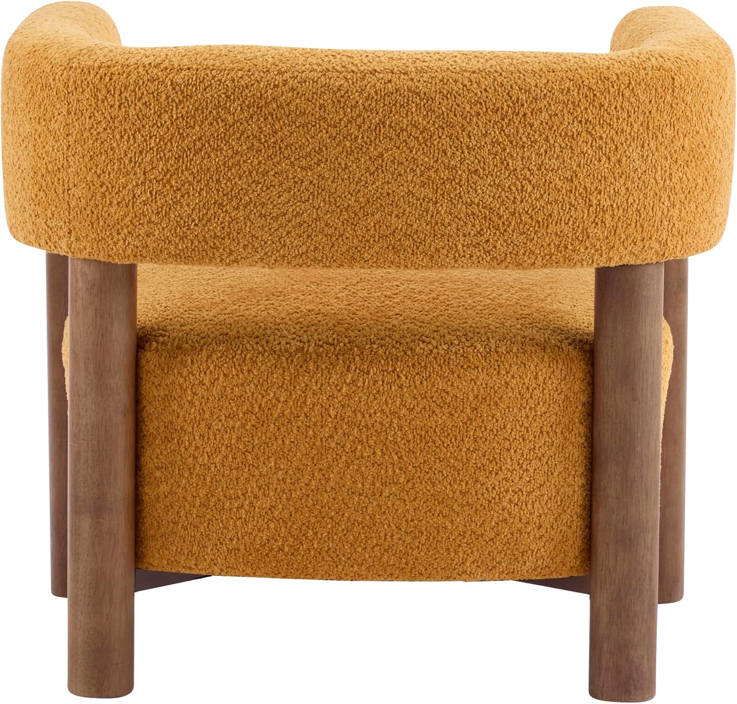 Christopher Knight Home Carly Low Profile Accent Chair, Round Backrest Side Chair, Living Room Armchair with Boucle Fabric Cushion, Comfy Reading Chair for Bedroom, Wooden Single Lounge Sofa, Yellow