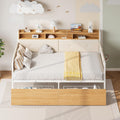 LIKIMIO Twin Daybed with Storage,Upholstered Headboard and Charging Station,White