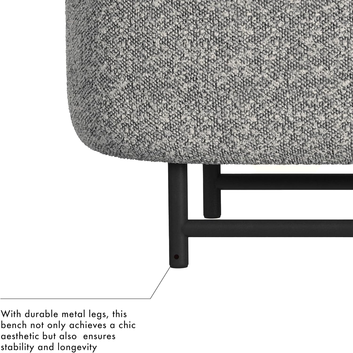 HomePop 46' Ellipse Storage Bench with Metal Legs - Cream Boucle with Gray Yarns