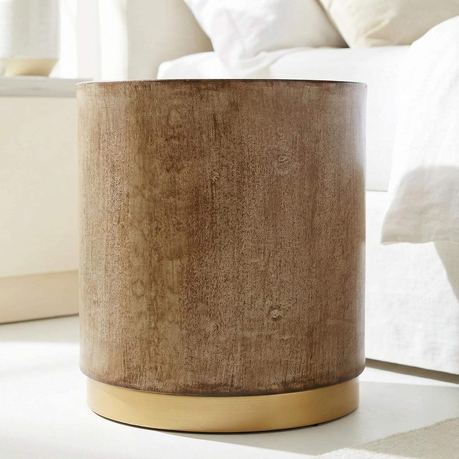 Cortesi Home Tunbridge Round Wooden End Table Ottoman