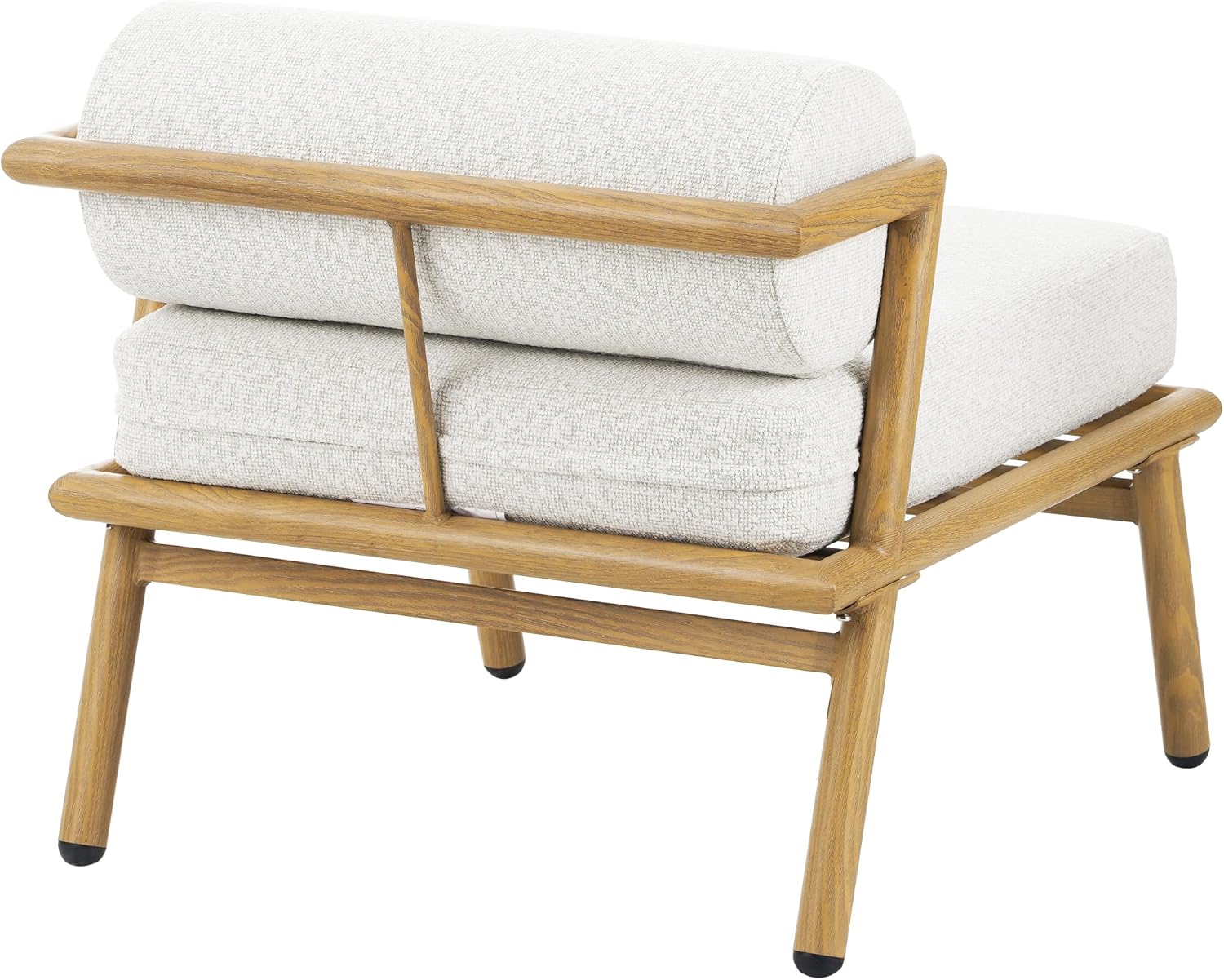 Christopher Knight Home Dessa Patio Accent Chairs Set of 2, Wood-Like Club Chairs, Boucle Lounge Chair, Upholstered Armless Chair, Iron Frame Stable Seating for Garden Poolside Backyard, White+Teak
