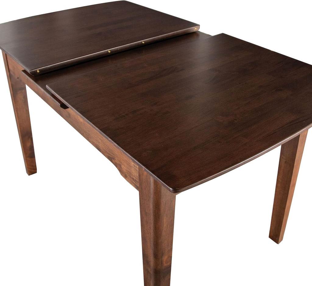 Furniture of America Nazaen Modern Solid Wood 63.9-inch Extendable Rectangular Dining Table with Pop-Up Mechanism, Self-Storing Leaf for Home Kitchen, Dinettes, Rich Walnut
