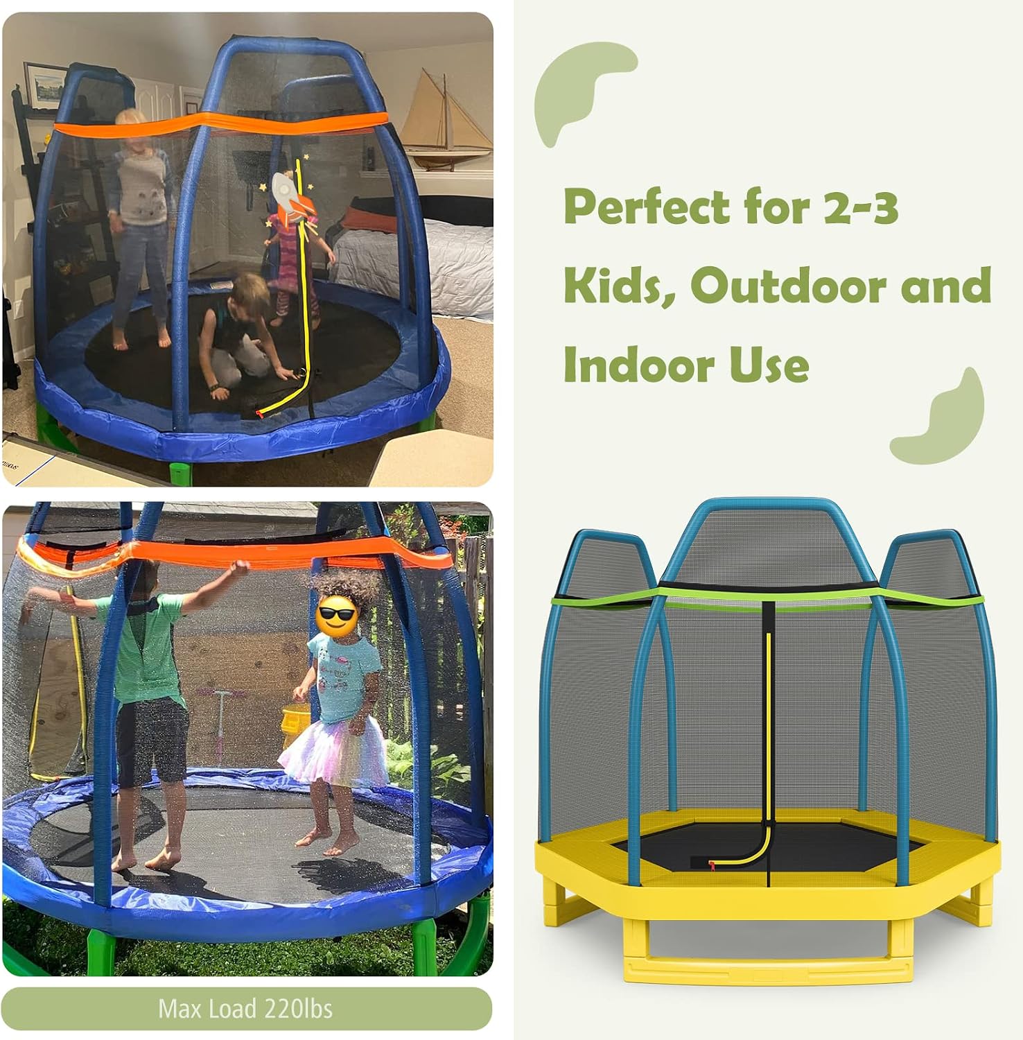 Giantex 7 Ft Trampoline for Kids, Heavy Duty Steel Frame Small Mini Toddler Trampoline, Great Gifts for Boys Girls, Outdoor Indoor Kids Trampoline with Net, for Age 3-8