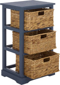 SAFAVIEH Furniture - Halle 3-Basket Side Table - Blue - Solid Wood - Coastal Basket Storage Design - Ideal for Living Room, Entryway, Home Office, 17.5'W x 13.5'D x 29.5'H - Fully Assembled (AMH5738H)