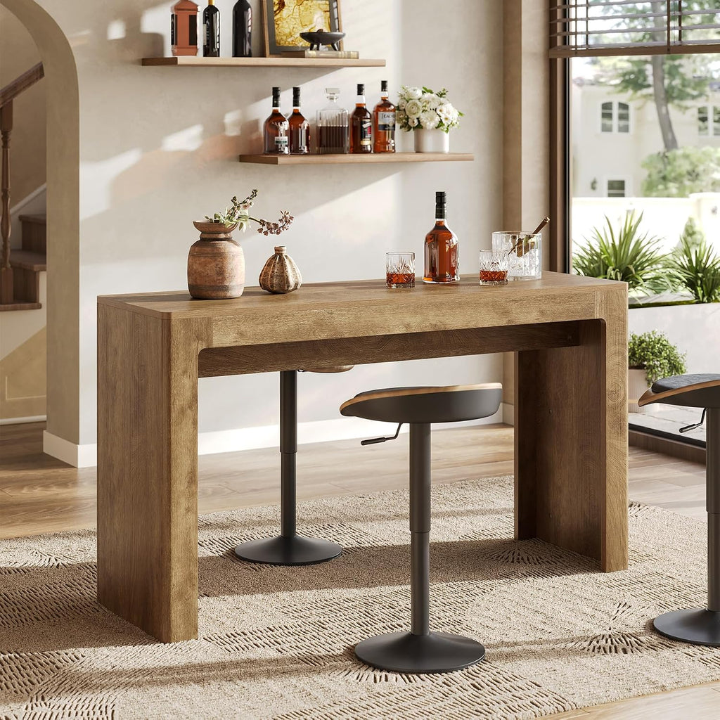 LITTLE TREE 63' Long Bar Table, Counter Height Pub Dining Table for 4-6, Modern Home Bar Unit, Rectangular High Top Table for Kitchen, Dining Room, Bistro, Balcony