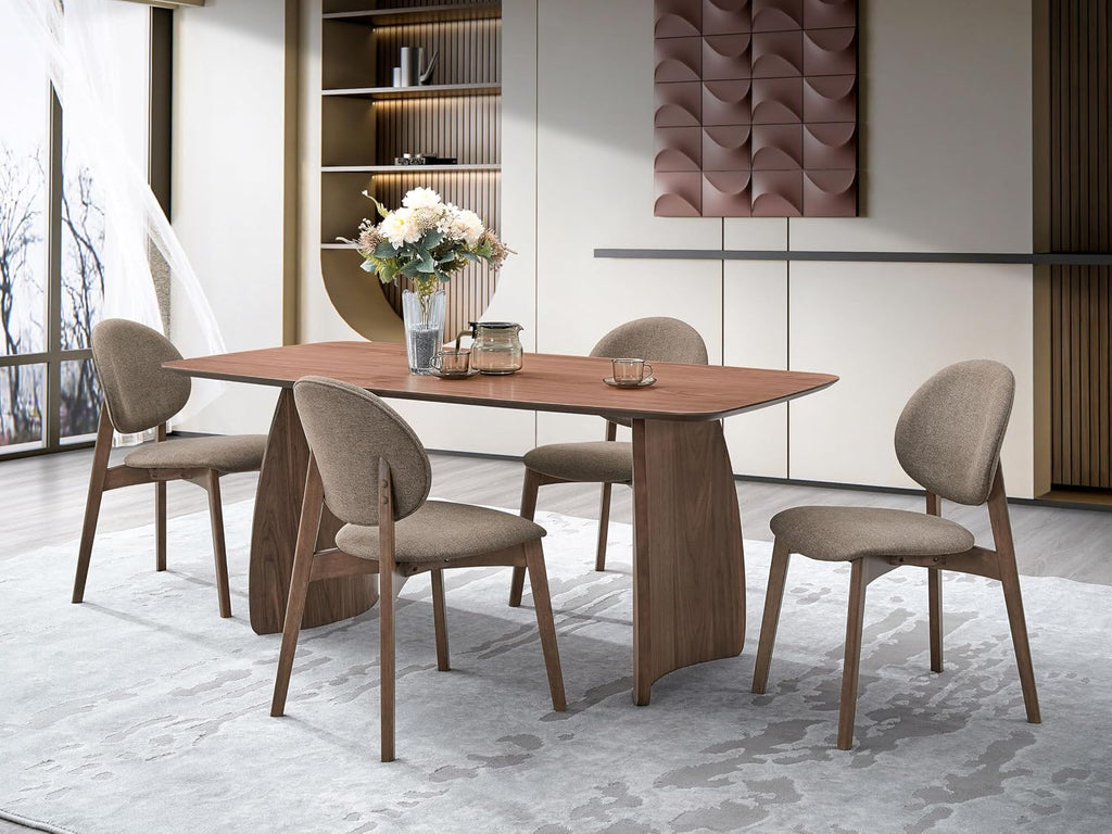 Acme Hadasa Scandinavian Rubber Wood Rectangular Dining Table in Walnut
