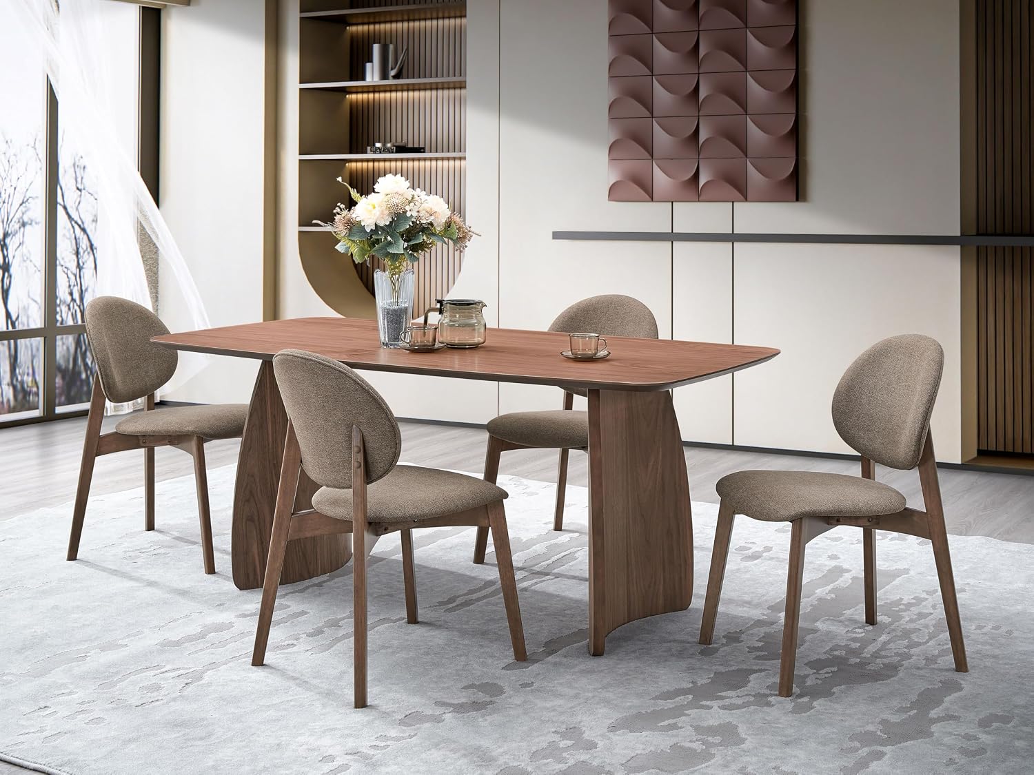 Acme Hadasa Scandinavian Rubber Wood Rectangular Dining Table in Walnut