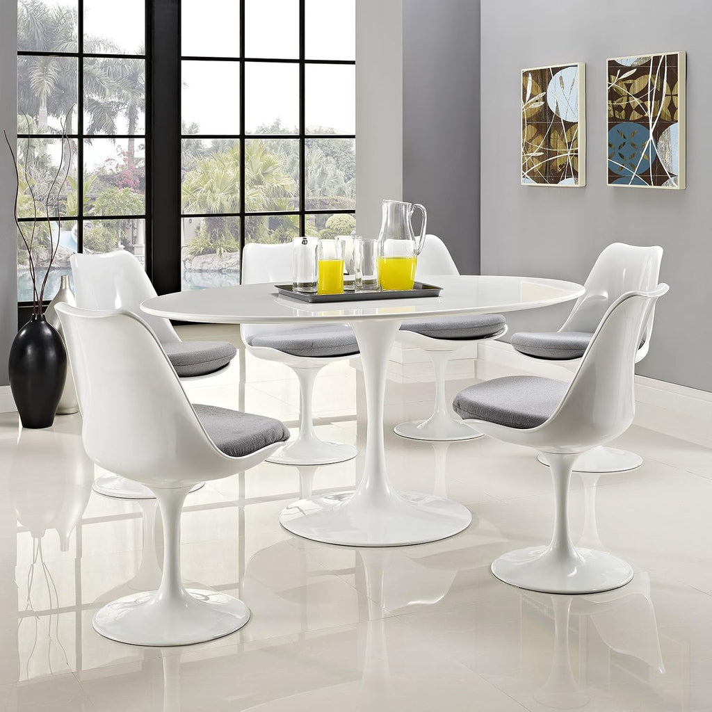 Lippa 60' Oval Wood Top Dining Table - White