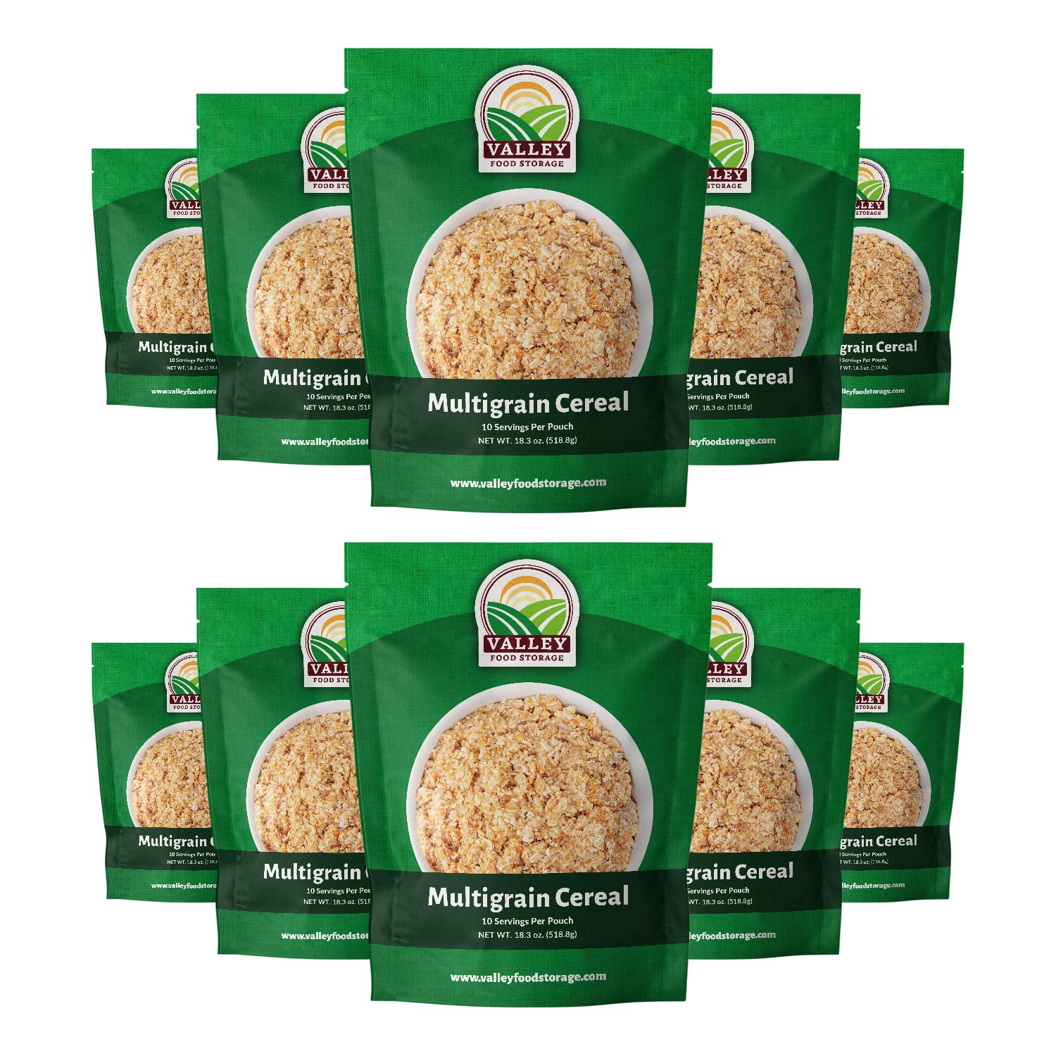 Valley Food Storage Multigrain Dried Cereal | 10-Bag Bucket, 100 Servings | Premium Emergency Food Supply, 25 Year Shelf Life | Survival Breakfast Food for Camping, Prepper Storage & Off-Grid Living