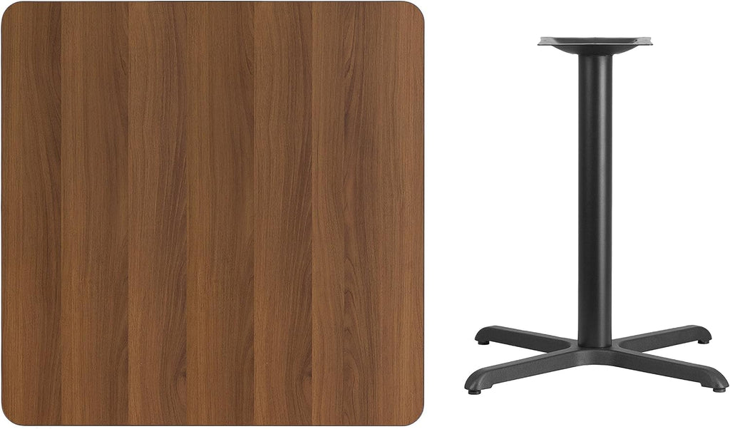 Flash Furniture 36'' Square Walnut Laminate Table Top with 30'' x 30'' Table Height Base