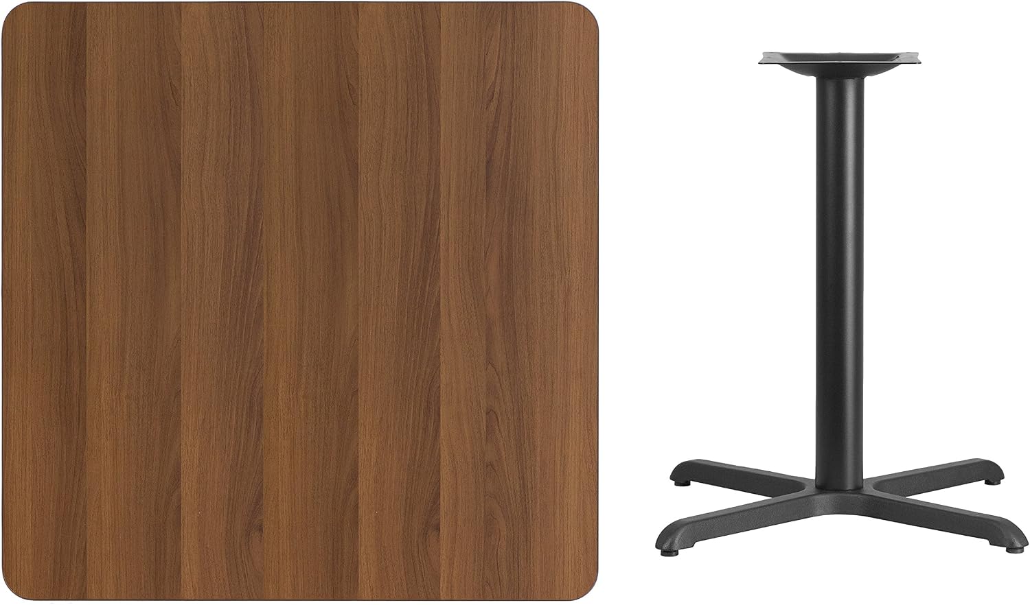 Flash Furniture 36'' Square Walnut Laminate Table Top with 30'' x 30'' Table Height Base