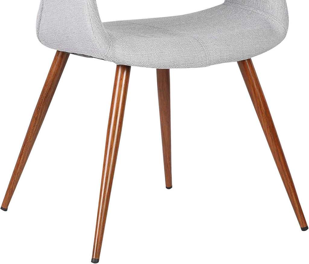 Armen Living Phoebe Mid Century Modern Accent Chair for Dining Table Kitchen Desk Vanity in Gray Fabric and Walnut Wood Finish