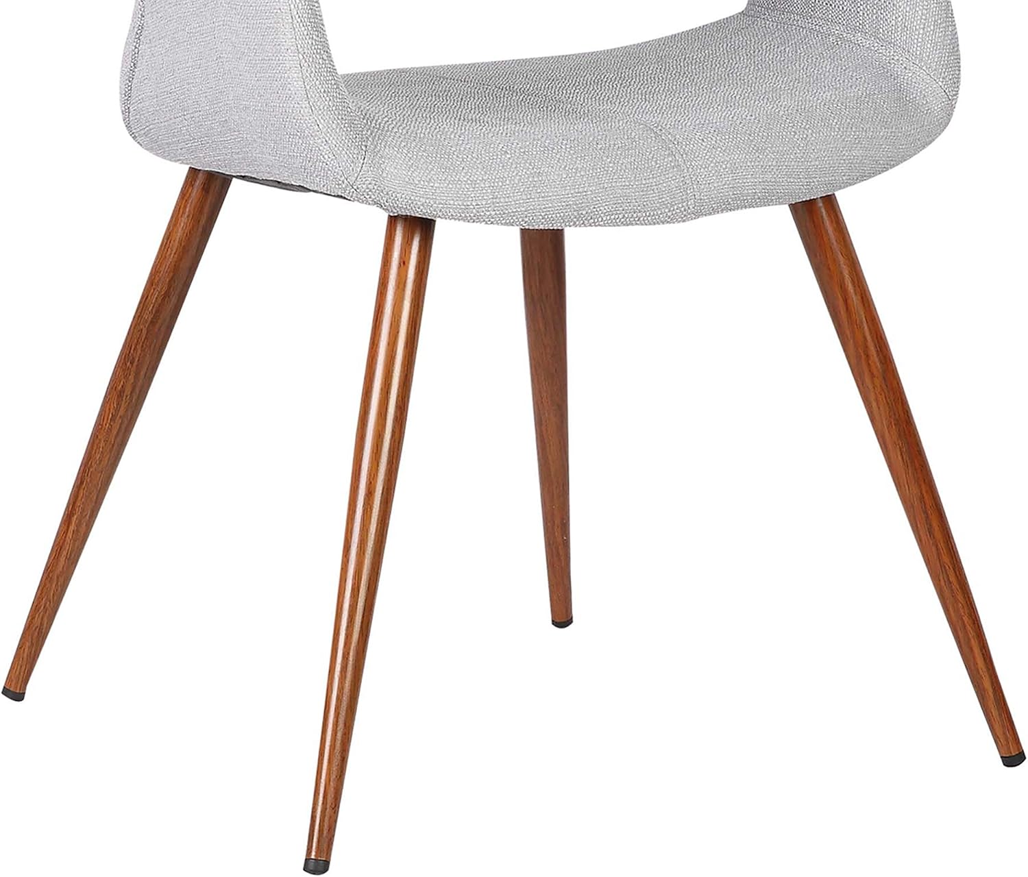 Armen Living Phoebe Mid Century Modern Accent Chair for Dining Table Kitchen Desk Vanity in Gray Fabric and Walnut Wood Finish