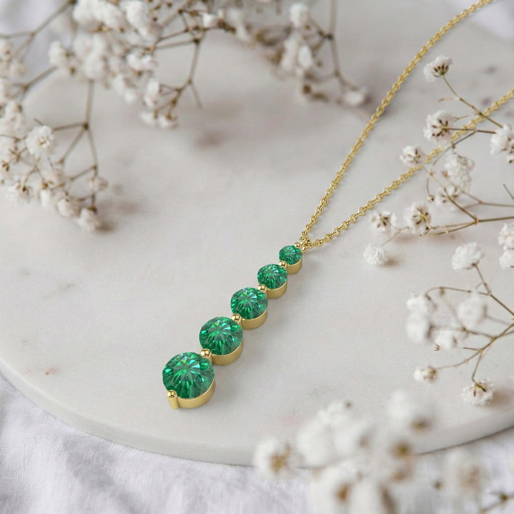 GOODSTONE JEWELS Linear Drop Pendant Necklace for Women in Yellow Gold Plated | Size 16+2 Inch Cable Chain with Lobster Clasp | Natural Birthstone Jewelry Gift for Her