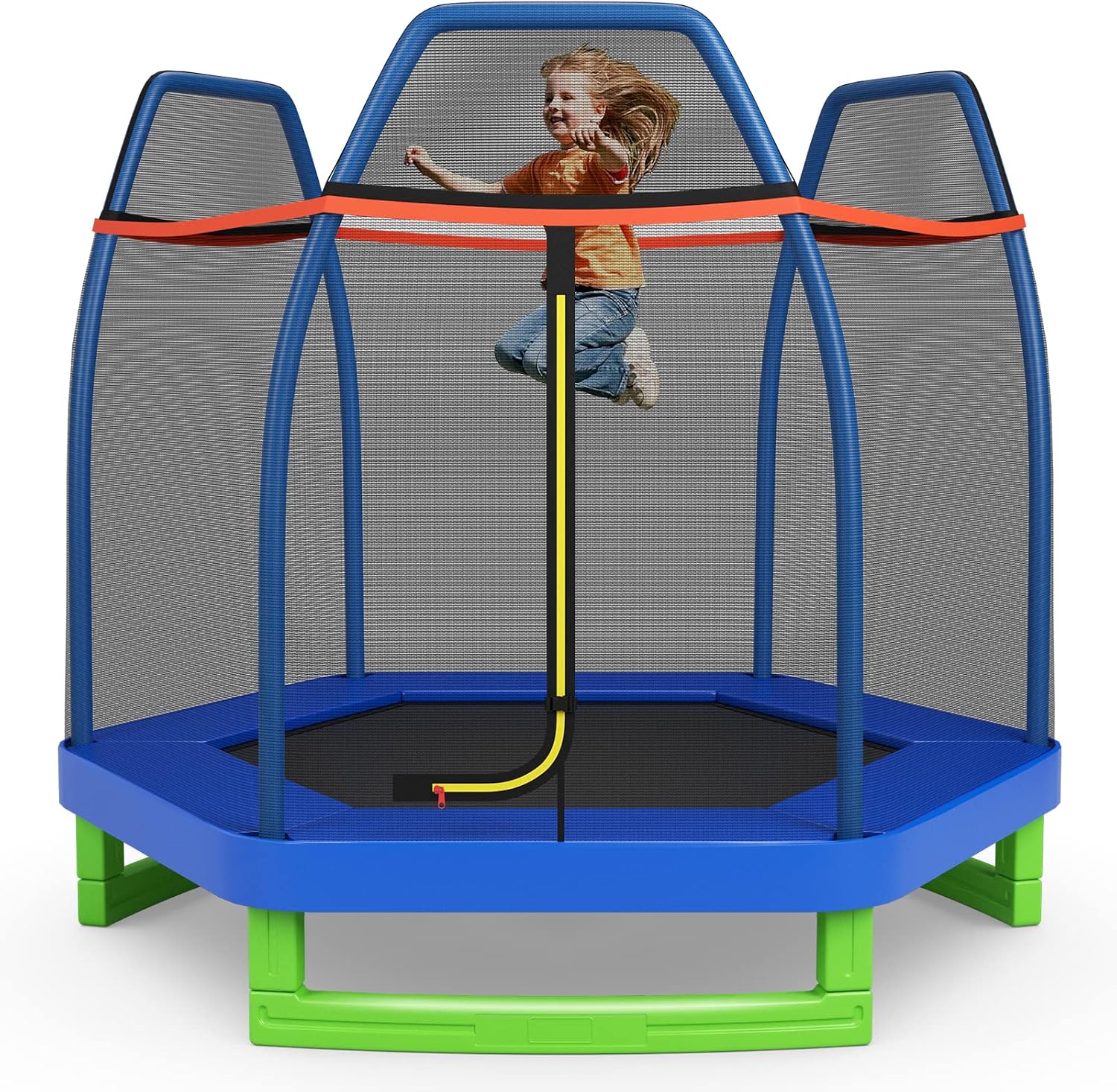 Giantex 7 Ft Trampoline for Kids, Heavy Duty Steel Frame Small Mini Toddler Trampoline, Great Gifts for Boys Girls, Outdoor Indoor Kids Trampoline with Net, for Age 3-8