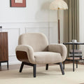 Christopher Knight Home Audrey Modern Fabric Upholstered Accent Chair, Living Room Low Profile Fabric Armchair, Wooden Comfy Reading Chair, Soft Seating Single Lounge Sofa, Khaki