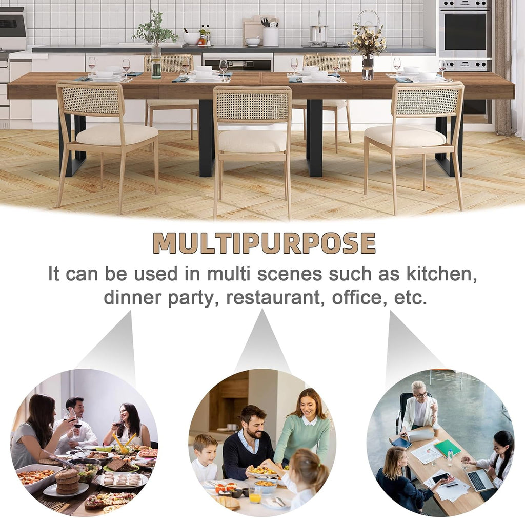 STHOUYN 63'-79' Extendable Dining Room Table, Modern Farmhouse Wooden Kitchen Table, Long Expandable Dining Table for 6 8 10, Large Expanding Tables Conference Tables (Walnut Brown)