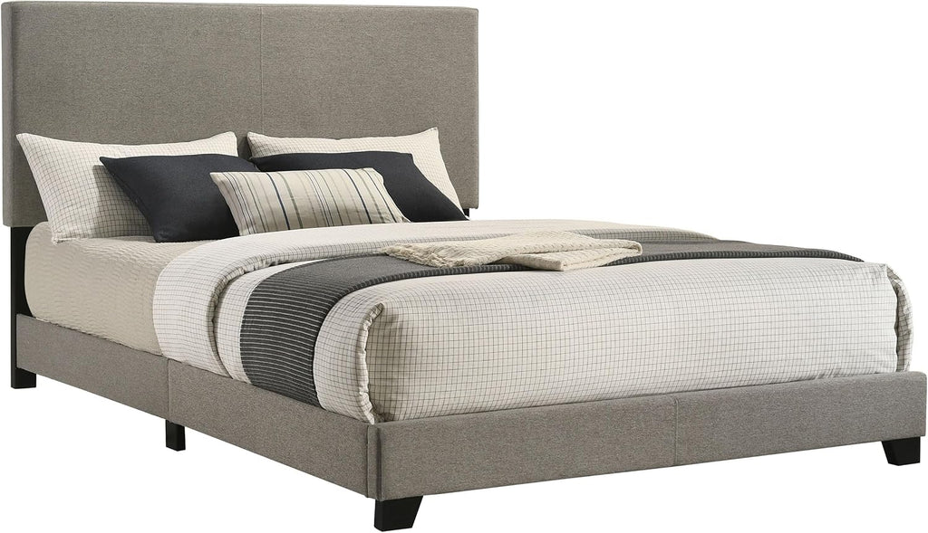 Coaster Home Furnishings - Dorian - Fabric Upholstered Wood Panel Bed with Padded Headboard, Wood Legs and Transitional Style - Bedroom - Queen Size - Taupe - 300851Q
