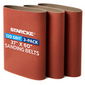 37 x 60 Inch Sanding Belts - 120 Grit Aluminum Oxide Belt Sanders for Woodworking and Metal, German Quality Heavy Duty Cloth Belt Sanding with Smooth Running Joint, Wide Sander Belts - 3 Pack