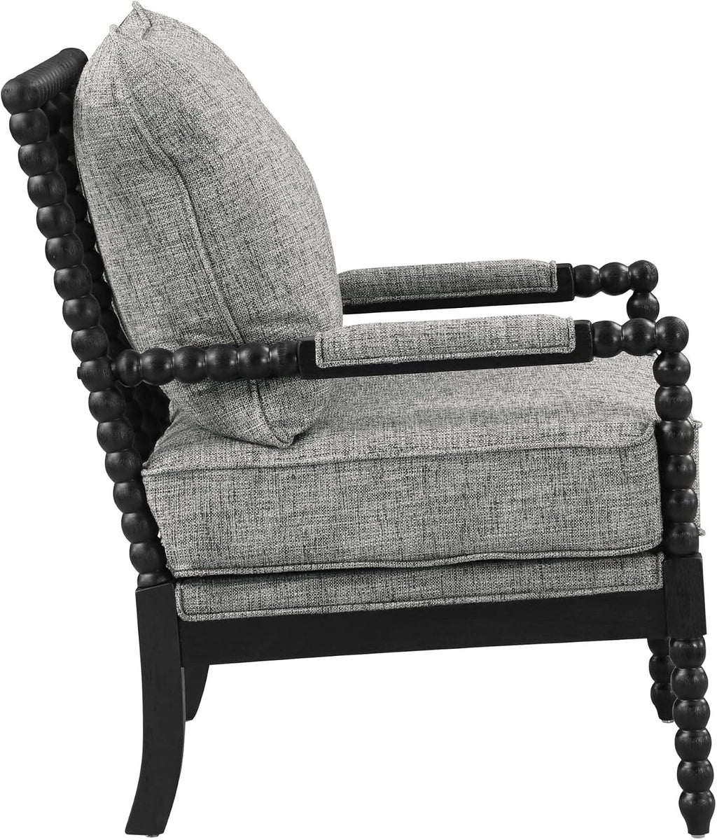OSP Home Furnishings Eliza Spindle Accent Chair, Graphite Grey Fabric with Black Wood