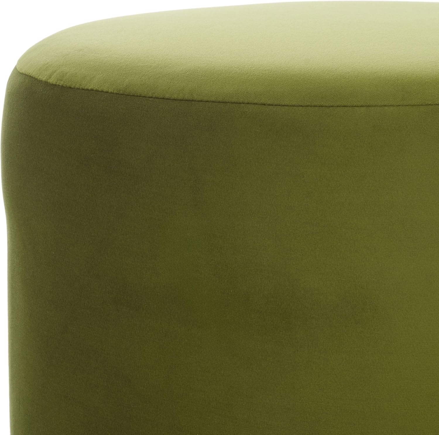 SAFAVIEH Home Collection Mista Olive Green Velvet Round Ottoman Seat Foot Rest