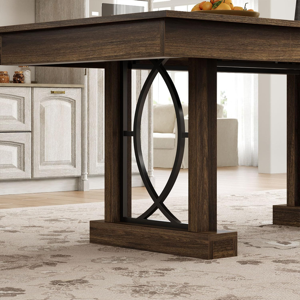 IDEALHOUSE Wooden Dining Table for 6-8 People with 2 Large Drawers, 71 in Long Farmhouse Rectangular Kitchen Dining Table & Thick Table Top, Sturdy Frame, for Big Family, Dinette, Office, Walunt