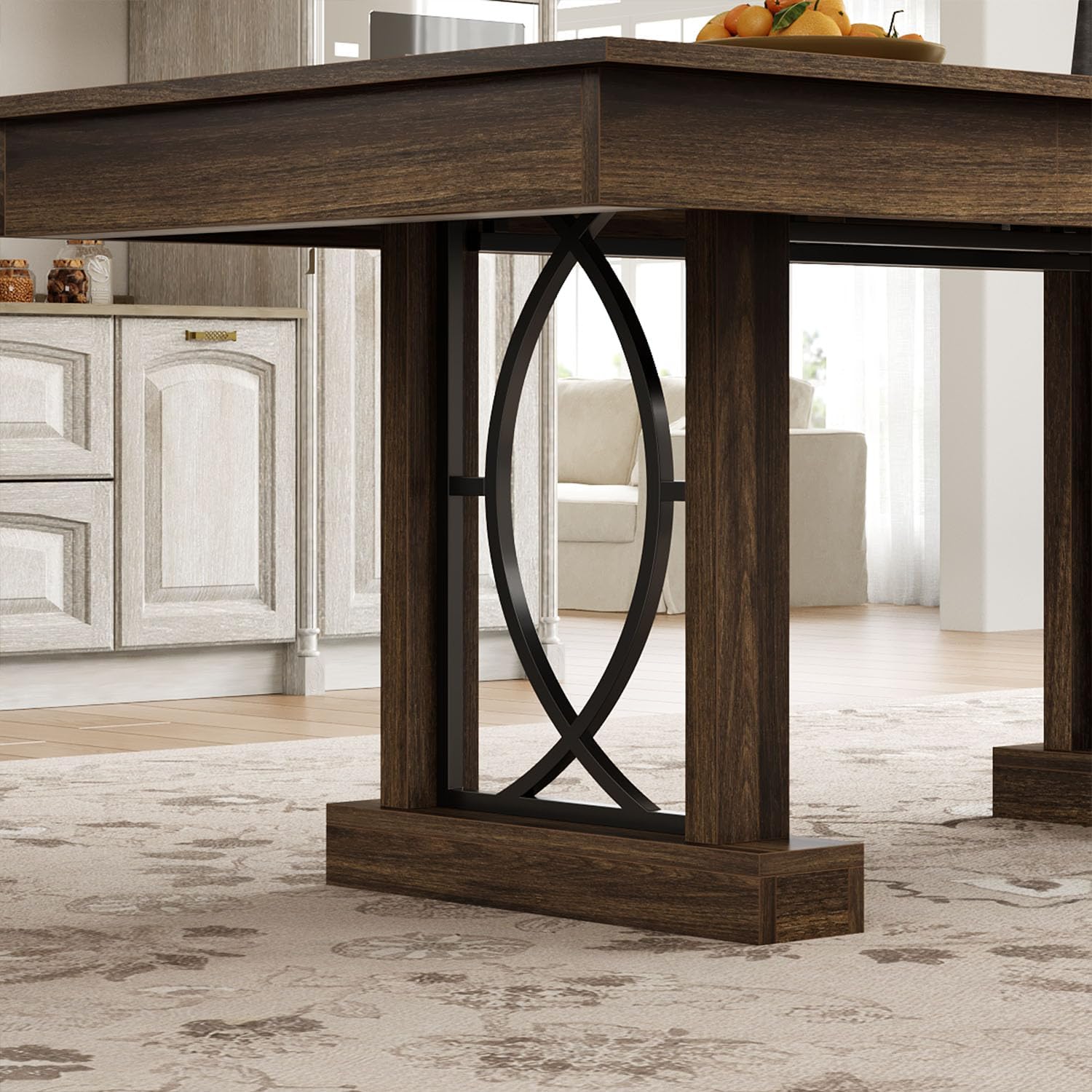IDEALHOUSE Wooden Dining Table for 6-8 People with 2 Large Drawers, 71 in Long Farmhouse Rectangular Kitchen Dining Table & Thick Table Top, Sturdy Frame, for Big Family, Dinette, Office, Walunt