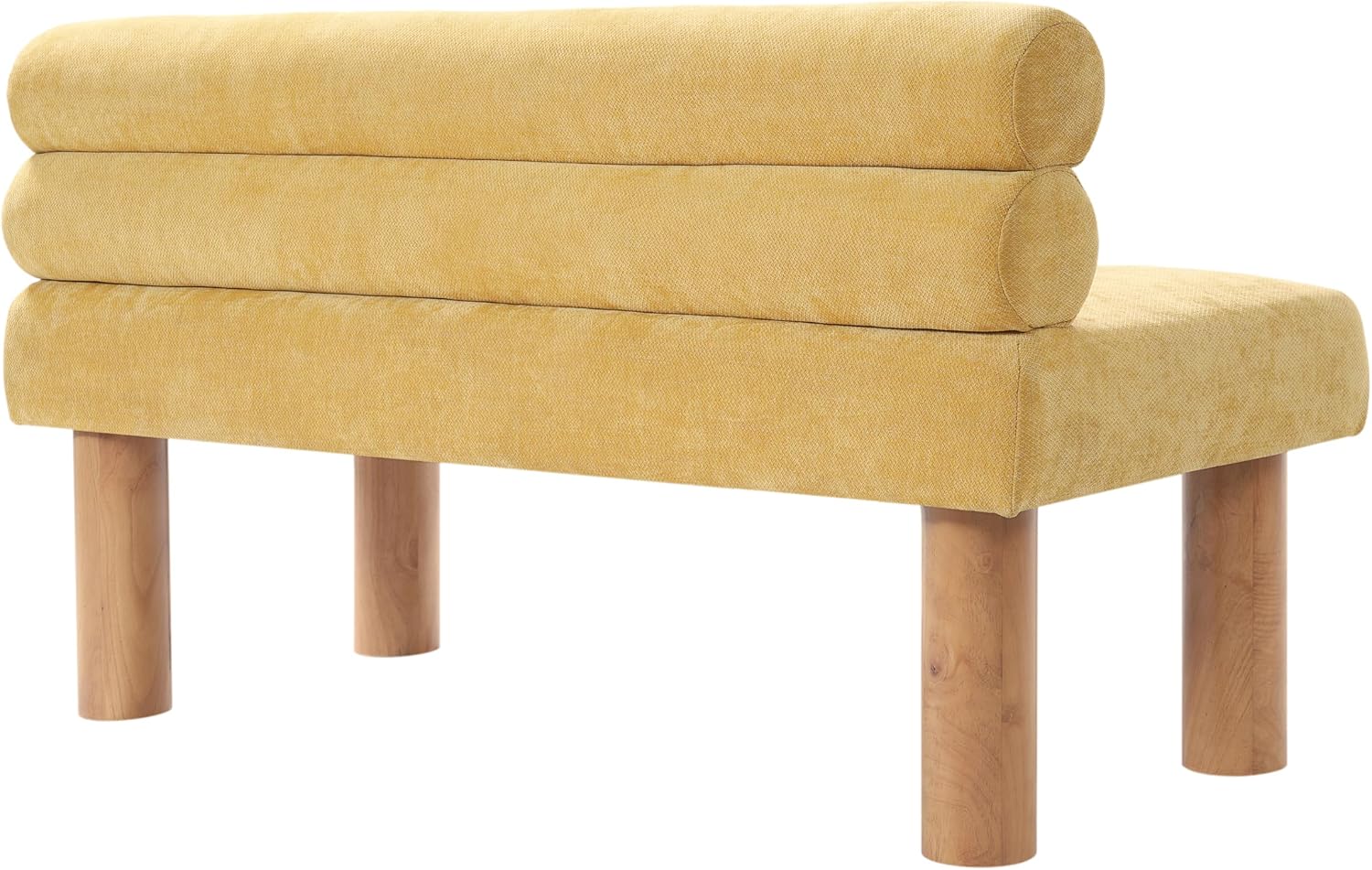 Christopher Knight Home Wally Fabric Upholstered Dining Bench, Long Dining Room Chair, Wooden Entryway Bench, Bedroom End of Bed Bench, Yellow+Natural