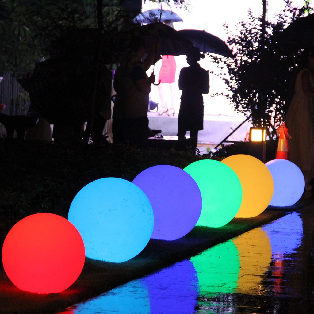 Modern Home Color-Changing LED Glow Ball - 16-Color Remote-Controlled Light Sphere w/Power Cord – Indoor/Outdoor Ambient Mood Lighting, Waterproof, Plug-in (20')