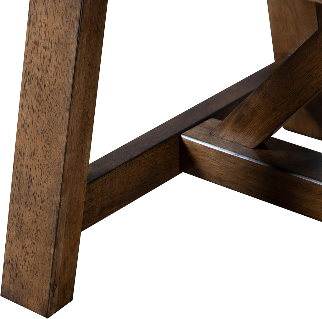 Furniture of America Zephyrine Rustic Solid Wood 76-inch Rectangle Dining Table with Trestle Base, Seats up to 6, Easy Assembly, for Home, Kitchen, Living Room, Brown