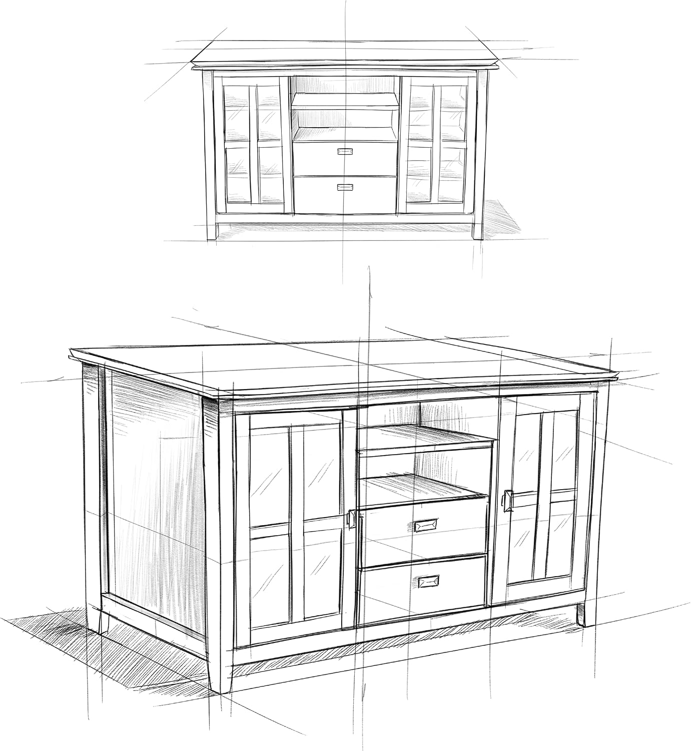 SIMPLIHOME Artisan TV Stand - 53 inch Wide Solid Wood Tall Media Console in Fog Grey, Contemporary Entertainment Center for Living Room for TVs up to 60 Inches with Drawers and Cable Management