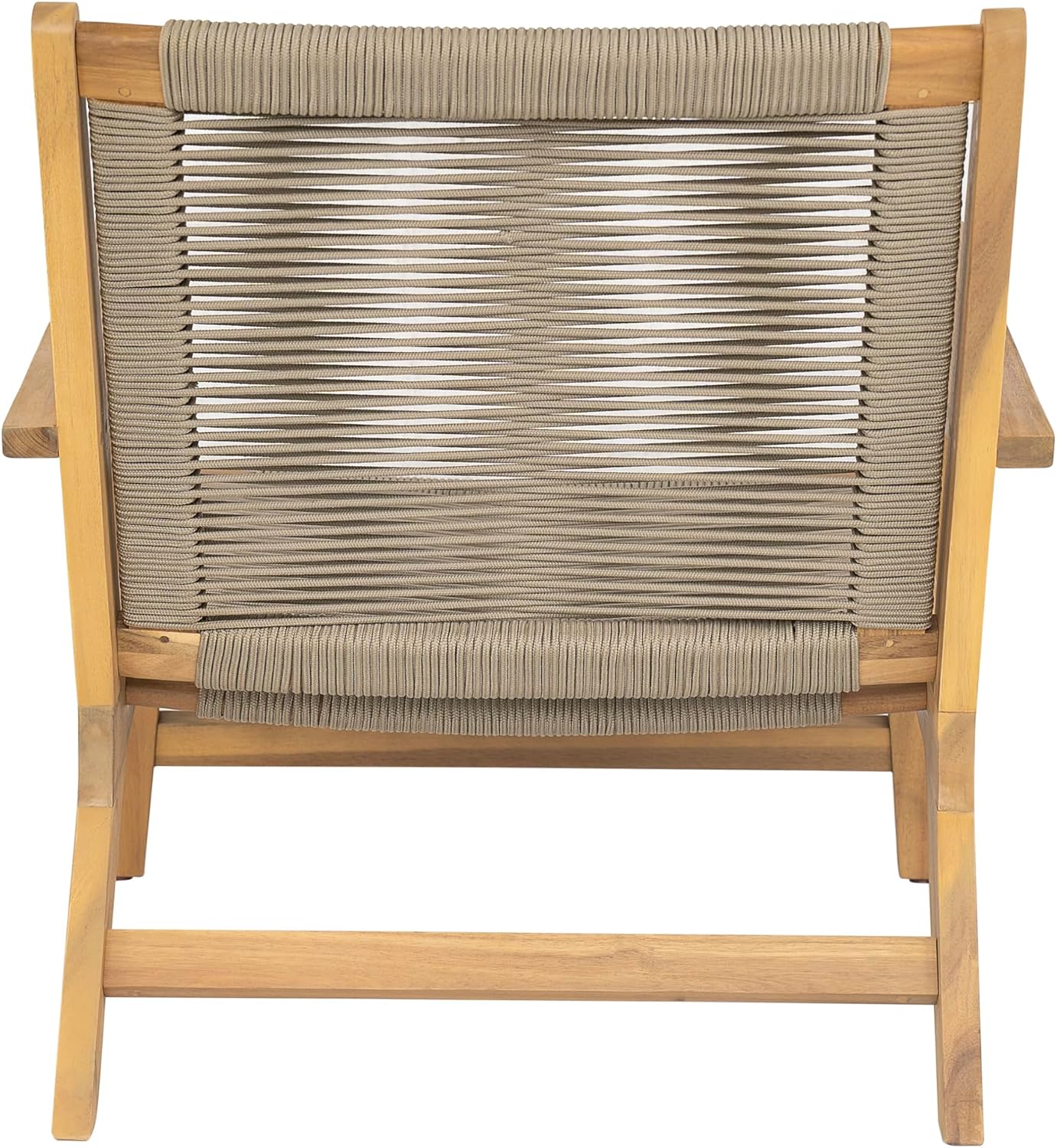 Christopher Knight Home Veera Patio Chair Set of 2 with Acacia Wood Frame and Handwoven Rope, Outdoor Lounge Chair, Stylish Outdoor Accent Chair for Garden/Deck/Backyard, Beige + Light Teak