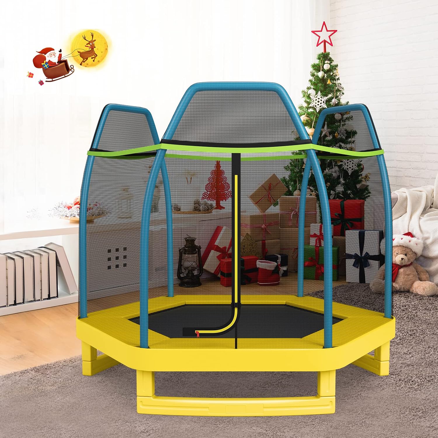 Giantex 7 Ft Trampoline for Kids, Heavy Duty Steel Frame Small Mini Toddler Trampoline, Great Gifts for Boys Girls, Outdoor Indoor Kids Trampoline with Net, for Age 3-8