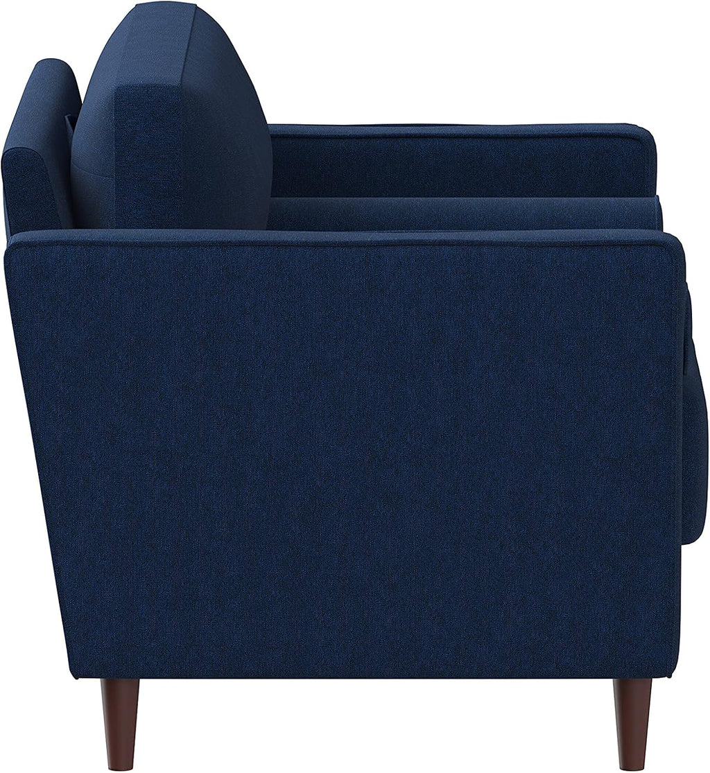 Studio Living® Lexington 39.4' Arm Chair, Mid-Century Modern, Pocket Coil Comfort, Easy Assembly, Woven Fabric, Navy Blue