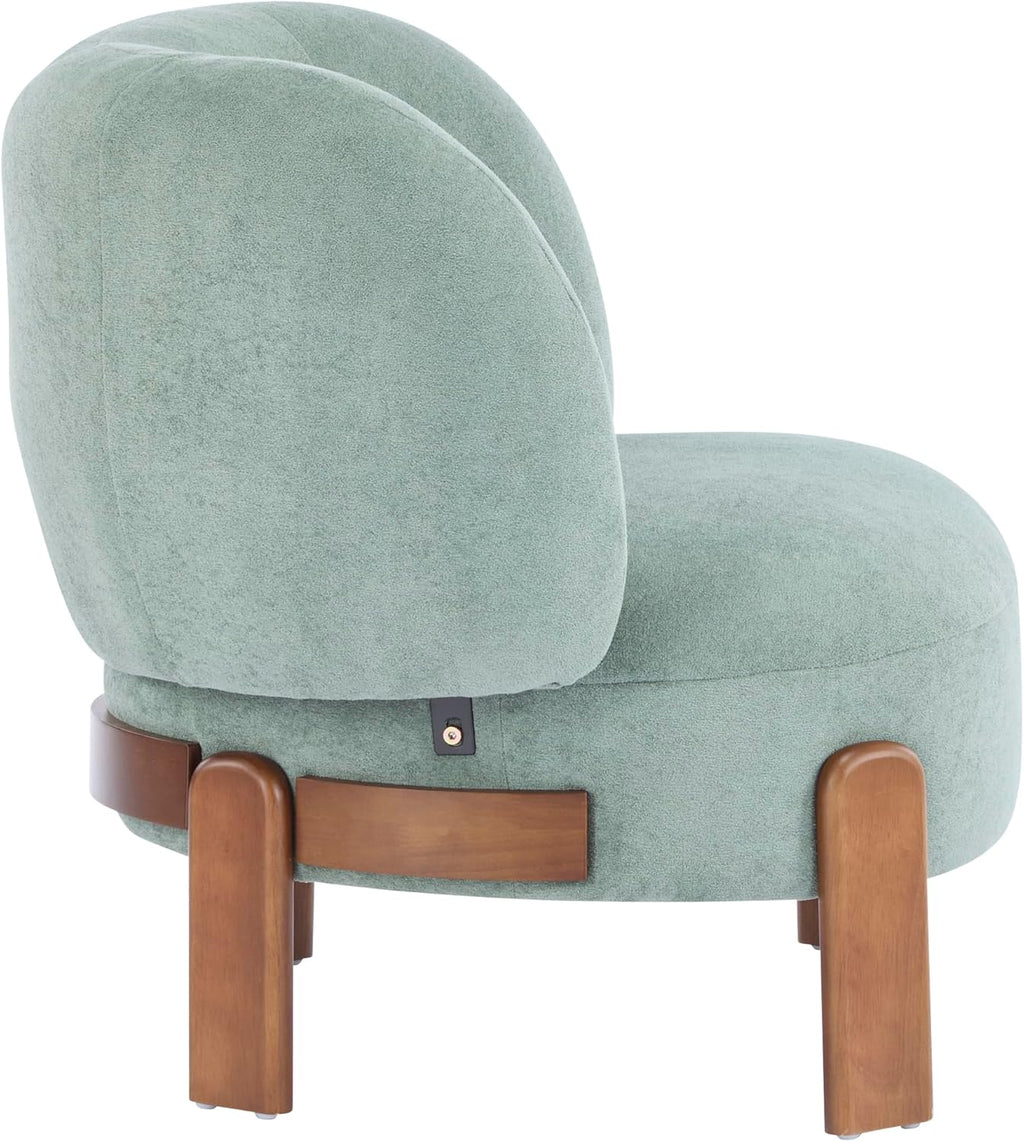 Christopher Knight Home Lily Solid Wood Wingback Accent Chair, Fabric Upholstered Club Chair, Curved Backrest Single Sofa, Comfy Reading Lounge Chair for Living Room, Soft Cushion Seating, Green